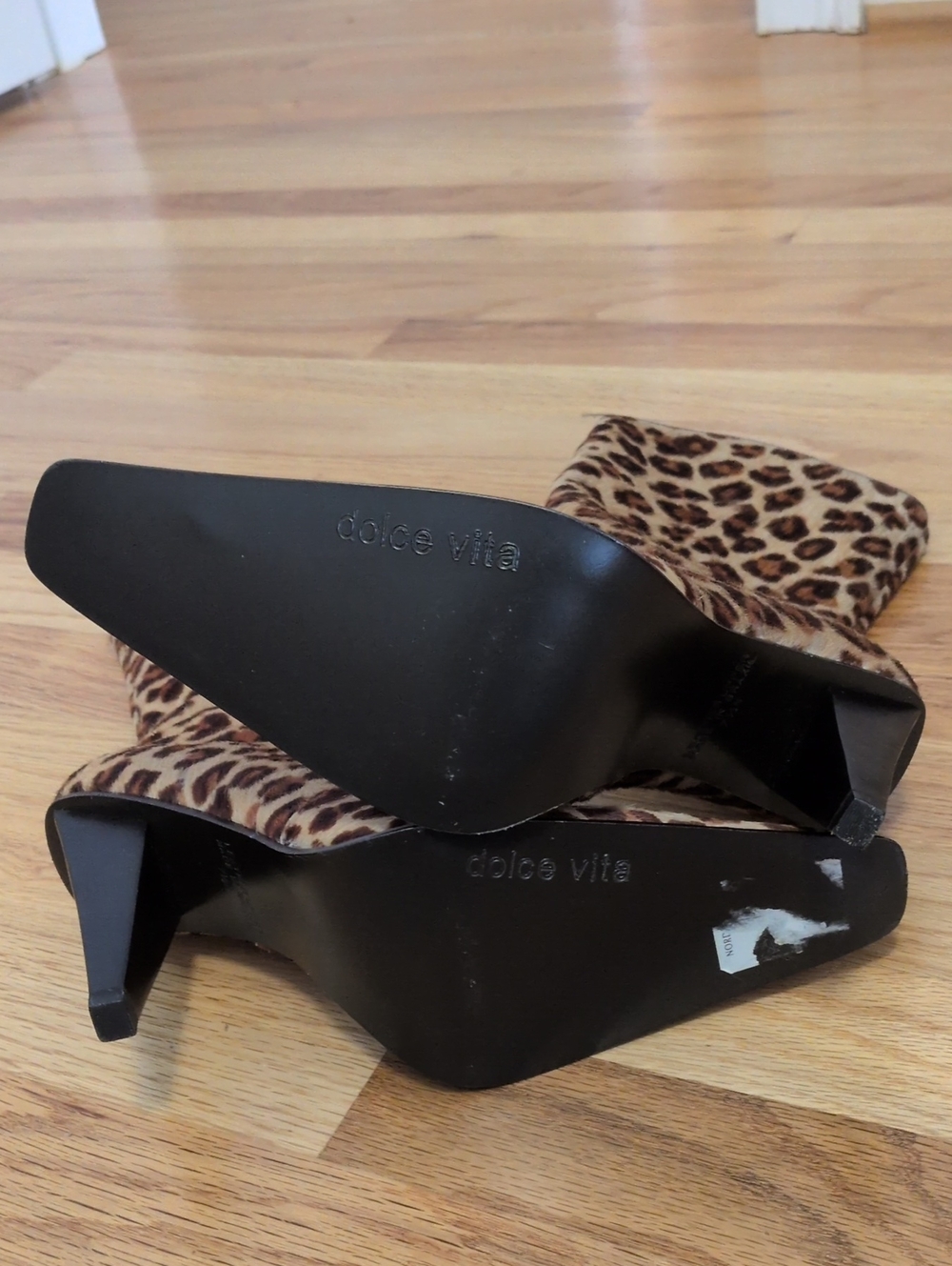 Dolce Vita Animal Print Square Toe Boots - Picture 10 of 12